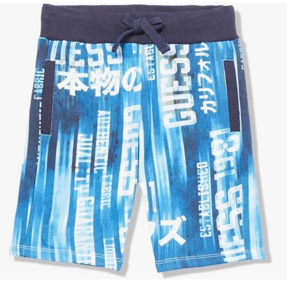 🆕 GUESS Boys' Organic Cotton French Terry All Over Print Shorts Size 8 - Picture 1 of 6